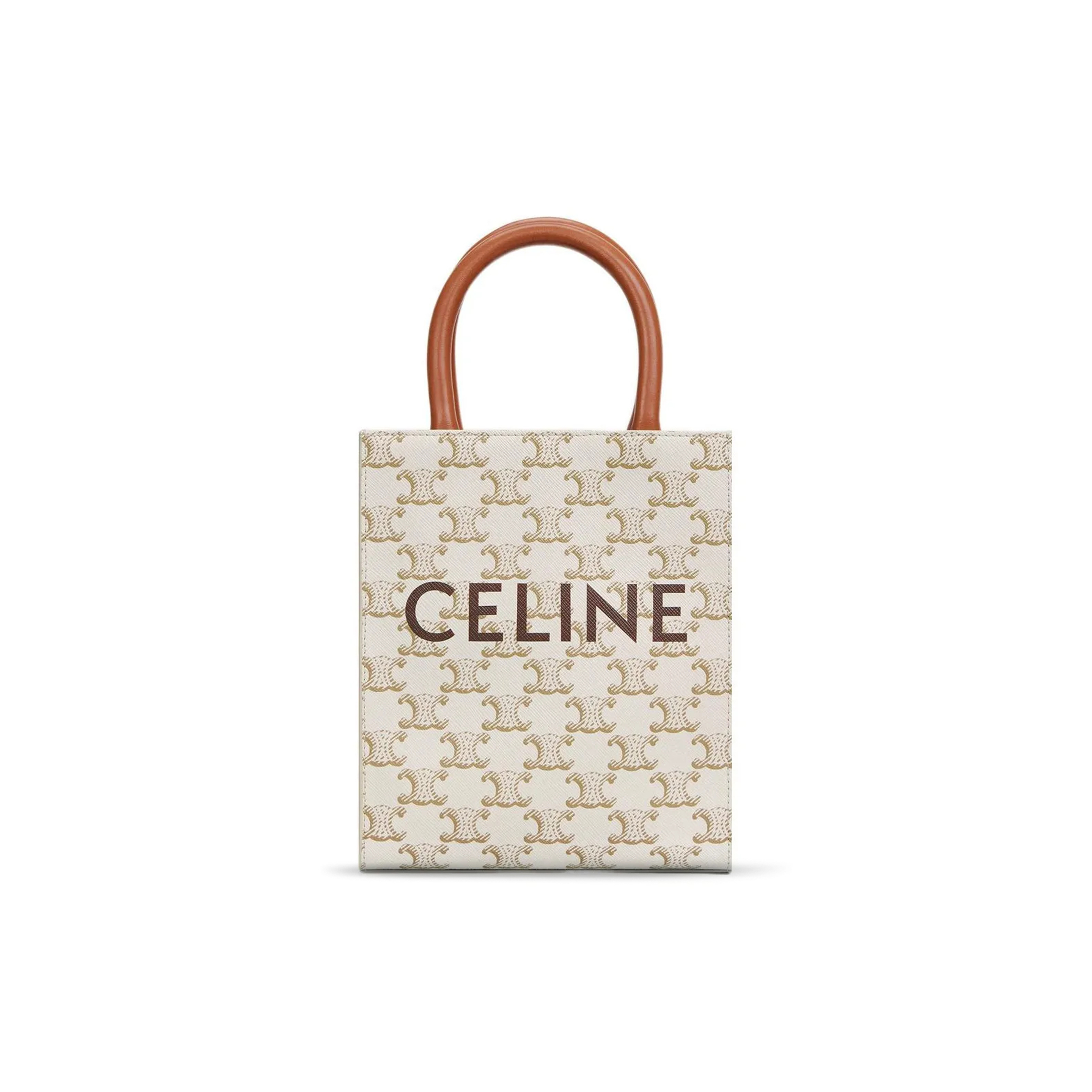 CELINE MINI TOTE IN CABAS TRIOMPHE PRINTS AND LEATHER 194372BZK.01BC (21*17*4cm)